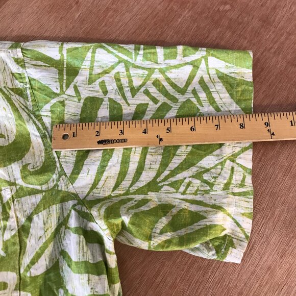 Cooke Street Hawaiian Shirt Men 2XL Green Geometric Tribal Button Up Pocket - Picture 9 of 13